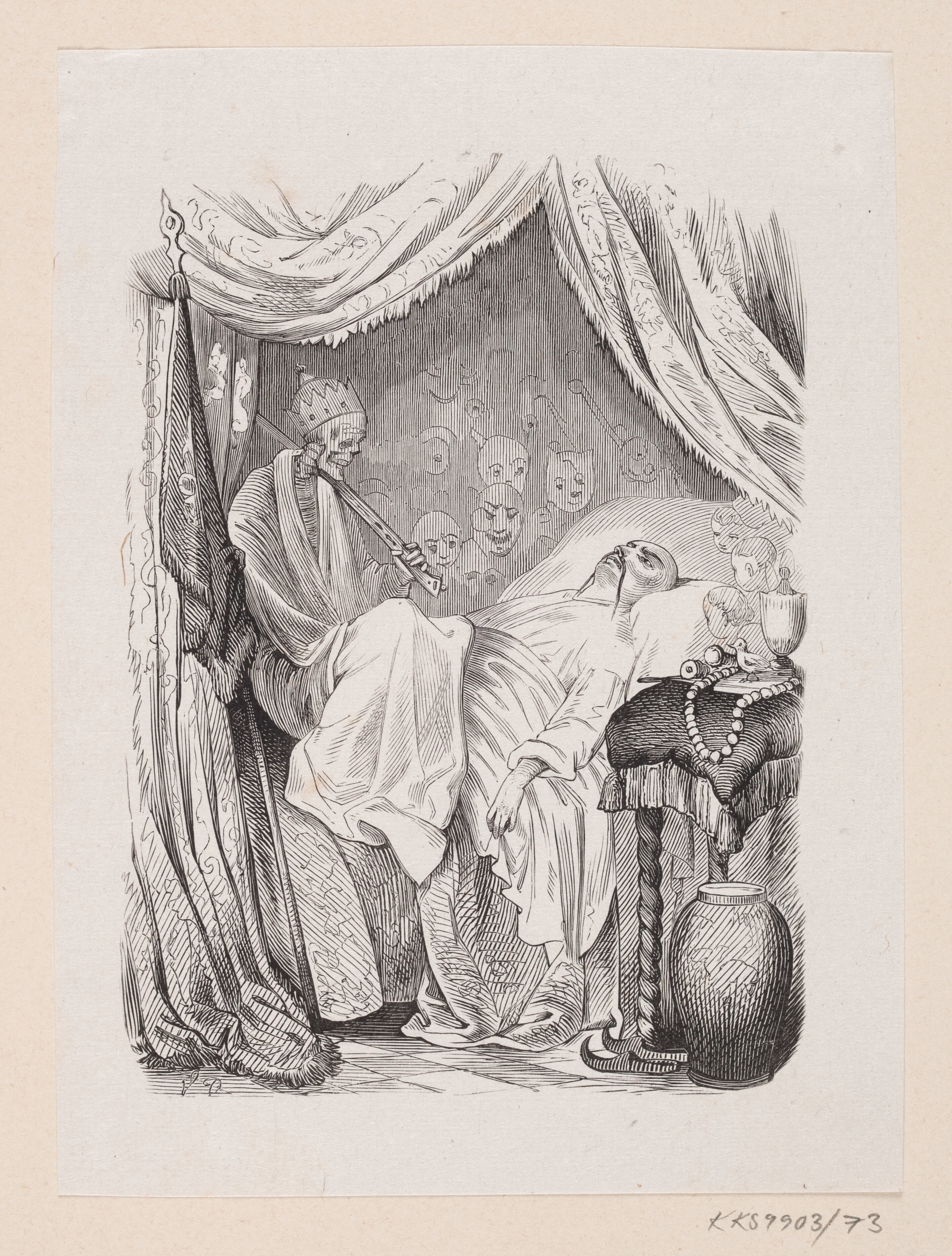 Nattergalen H.C. Andersen - Illustration H.P. Hansen, 1843